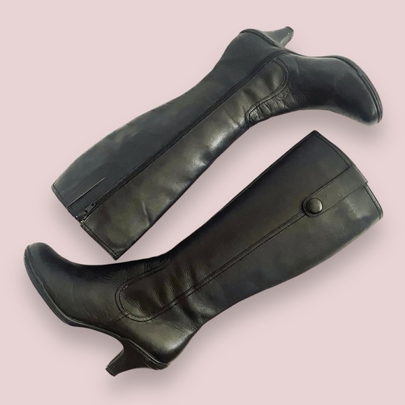 GNW Black Leather Button Side Boot Vintage Inspired SZ 6 - Picture 1 of 13